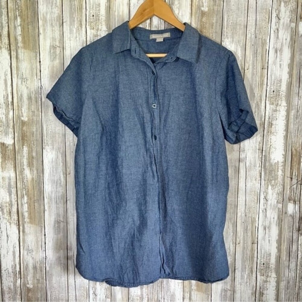 Woman Within Denim Chambray Button Down Size 14/16 - Picture 1 of 5